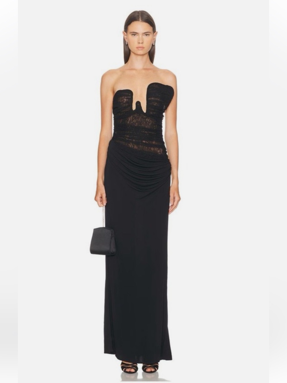 Christopher Esber “Salacia” Lace-Panelled Draped Maxi Gown